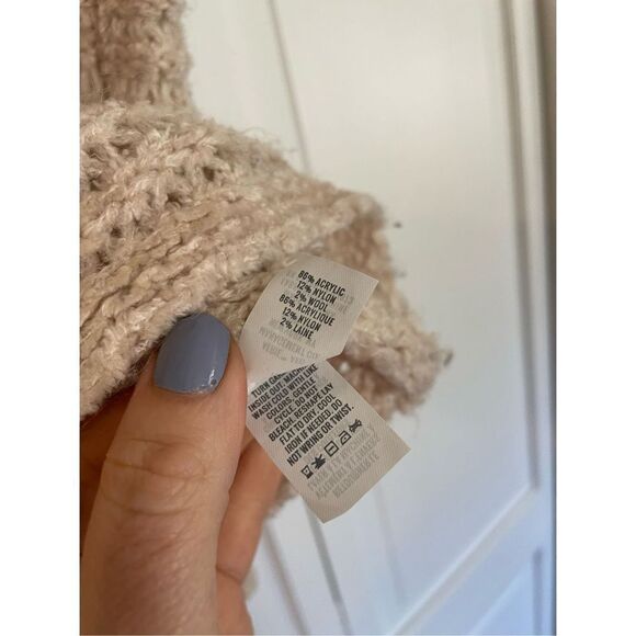 Aerie beige open knit wool blend cowl neck sweater size xs - Picture 4 of 9